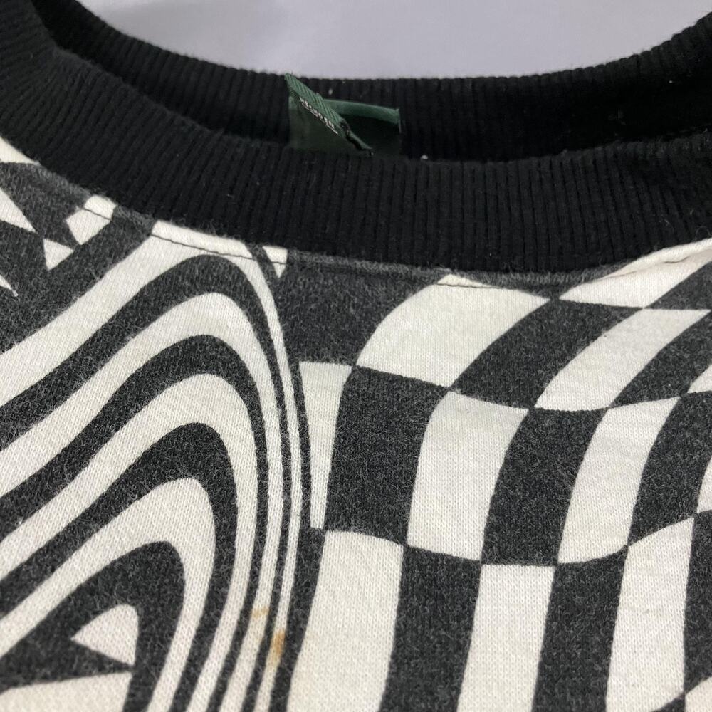 Wild Fable‎ Sweatshirt Womens Large Black White Trippy Checkerboard Crewneck - Picture 7 of 15
